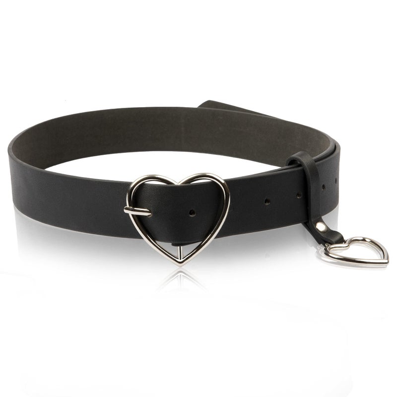 TXIN Heart-shaped Wide Black Belt with Silver Metal Buckle for Women Girls Students Jeans Shorts Ladies Dress - Image 1